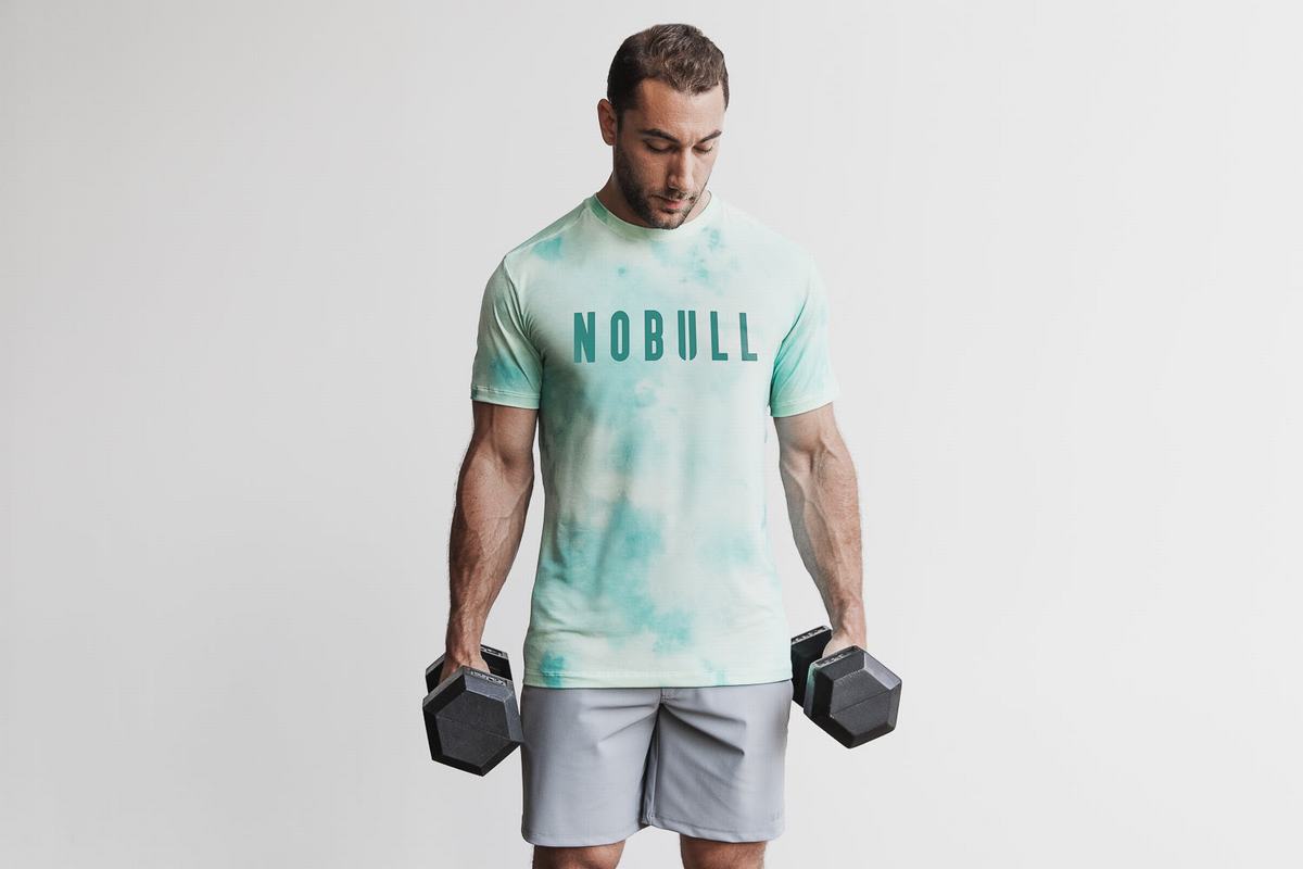 Nobull Tie-Dye Men's T Shirts Light Turquoise | Australia (VN8276)